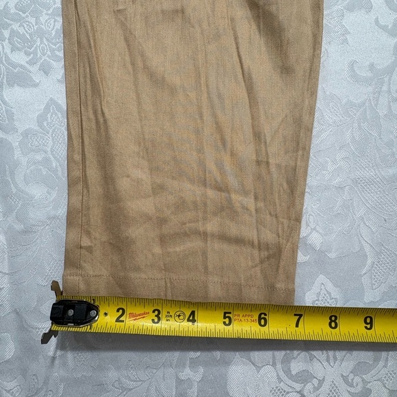 Calvin Klein Pants Womens 12 Straight Leg Ankle Linen Blend Belted Beige NWT - Picture 11 of 11